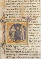 Lettrine, Monstre tenant une tete devant un homme